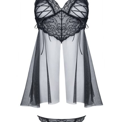 schwarzes Babydoll Clotilde - L