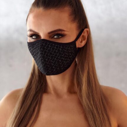 2-lagige Maske 003 mit dekorativen Netz und Baumwolle Oeko Tex