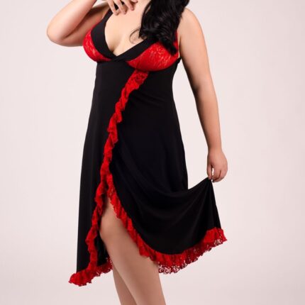 schwarz/rotes Chemise E/2002 42/44 von Andalea Dessous