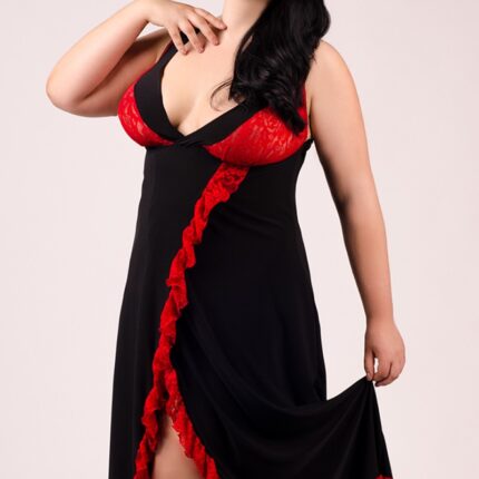 schwarz/rotes Chemise E/2002 50/52 von Andalea Dessous