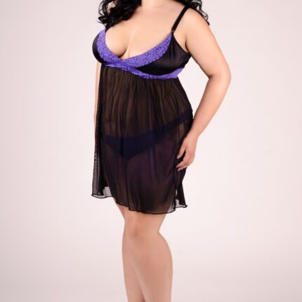 schwarz/lila Chemise E/2004 54/56 von Andalea Dessous