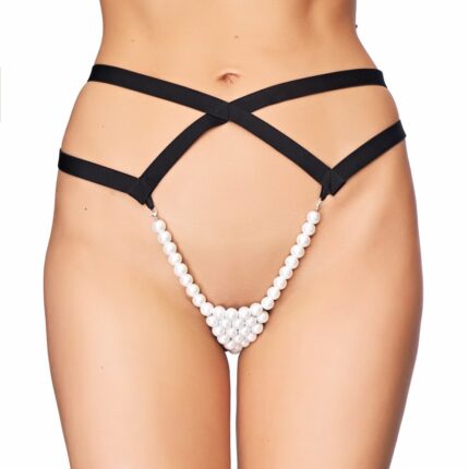 schwarzer Perlen-String-Tanga Lorica XL