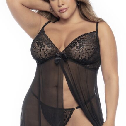 schwarzes Babydoll Plus Size - MAL7501XBLK - 3XL/4XL