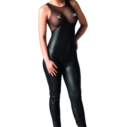 schwarzes Wetlook Catsuit Demi von MeSeduce