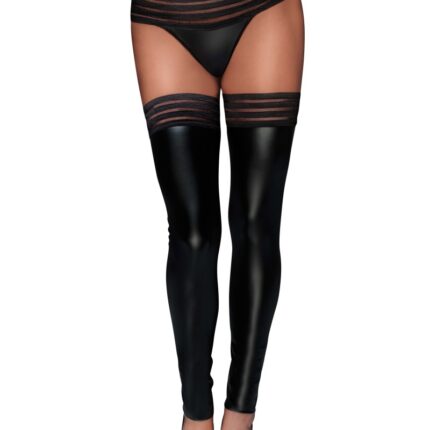 Powerwetlook Stockings mit elastischen Bändern F158 - M