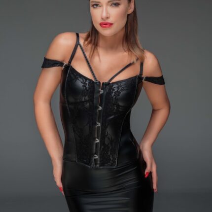 schwarzes Corsage mit weicher Spitze F159 von Noir Handmade Muse Collection