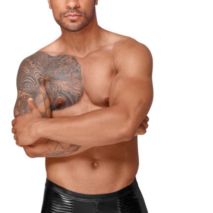 Powerwetlook Shorts mit dekorativen PVC Zierfalten H054 von Noir Handmade Decadence Collection