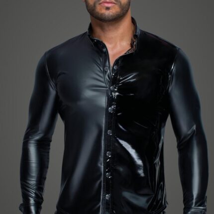 Langärmliges Powerwetlook & PVC Shirt H064 - S