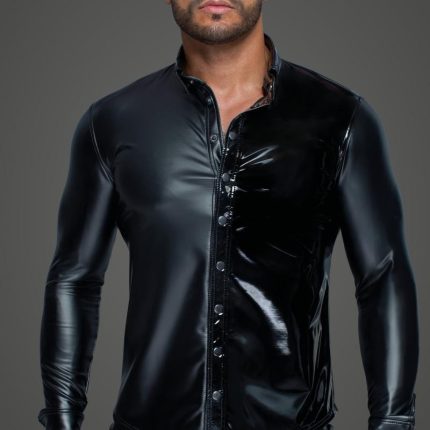 Langärmliges Powerwetlook & PVC Shirt H064 - M