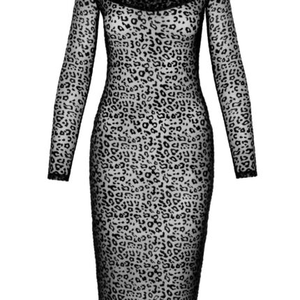 F284 Midikleid aus Leopardenflock - 3XL