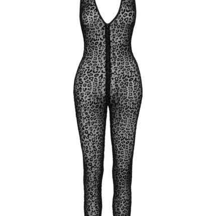 F286 Neckholder Catsuit Leopardenmuster - 3XL