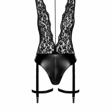 F297 Deep-V-Body mit Strumpfhalter - 2XL
