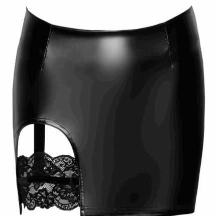 F345 Wetlook Minirock mit Strumpfband - 3XL
