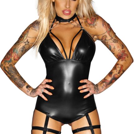 schwarzer Straps-Body F109 von Noir Handmade ImMoral Kollektion