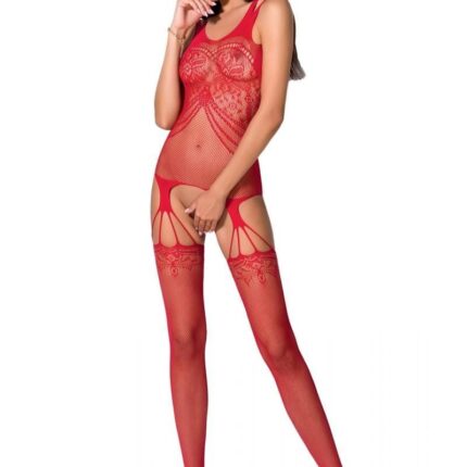 roter ouvert Bodystocking BS070 von Passion