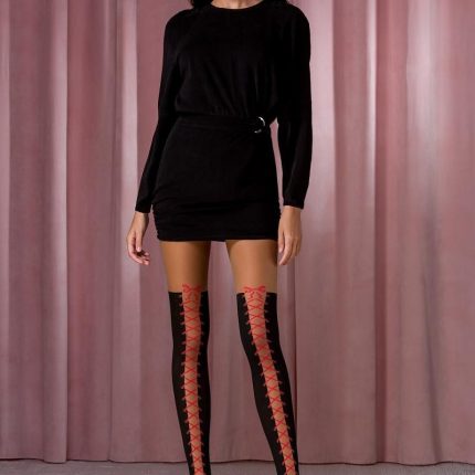 Strumpfhose TI114 schwarz/rot von Passion