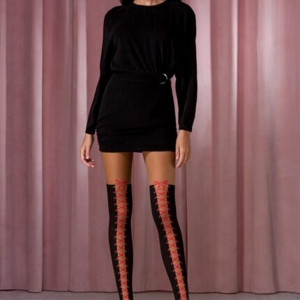 Strumpfhose TI114 schwarz/rot - 1/2