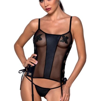schwarzes Kunstleder Corset PA596228 - S/M