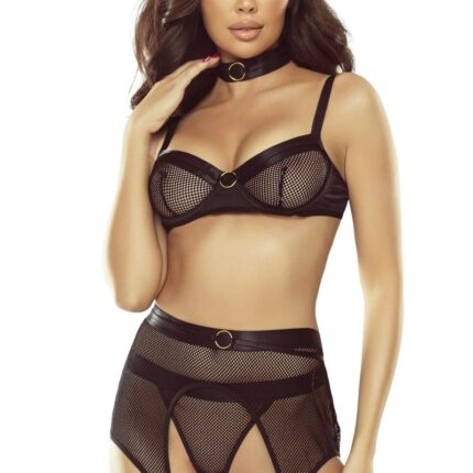 schwarzes 6-teilges Netz-Set - L/XL