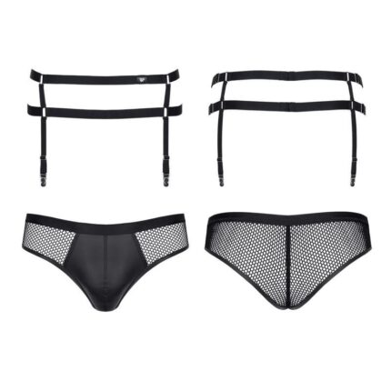 Slip + Strumpfhaltergürtel CRDSET004 schwarz Crossdresser - L