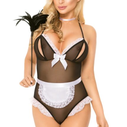 schwarz/weißer Body ouvert 1881 - M/L