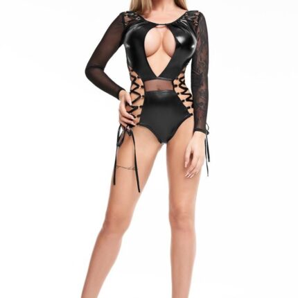 schwarzer Wetlook Body TD388 - M