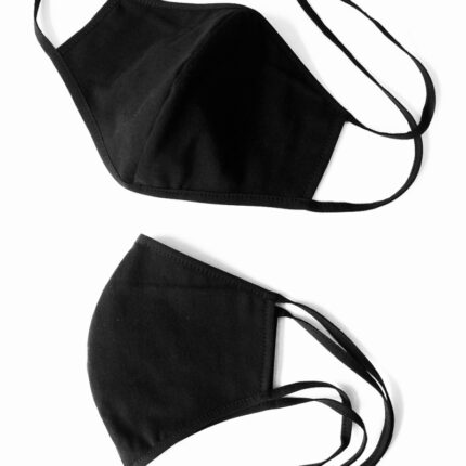 Baumwollmaske 2-lagig zum binden Cup Form schwarz - STANDARD 100 by OEKO-TEX