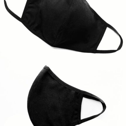 Baumwollmaske 2-lagig Ohrenträger Cup Form schwarz - STANDARD 100 by OEKO-TEX