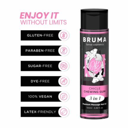 BRUMA - PREMIUM-MASSAGEÖL MIT WÄRMEEFFEKT, GUM-GESCHMACK 3 IN 1 - 100 ML