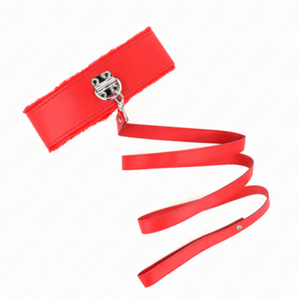 KINK - HALSKETTE MIT LEINE 116 CM MIT SILBERNEN NIETEN MODELL 4 ROT VERSTELLBAR 40-48 CM X 6 CM