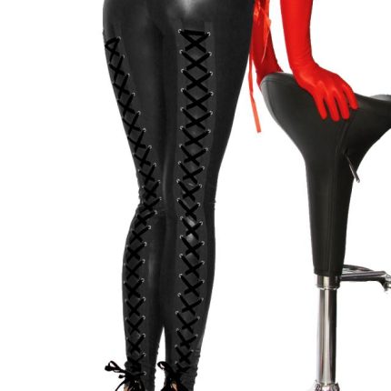 Wetlook-Leggings mit Schnürung M