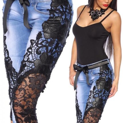 Capri-Jeans mit Spitze 38
