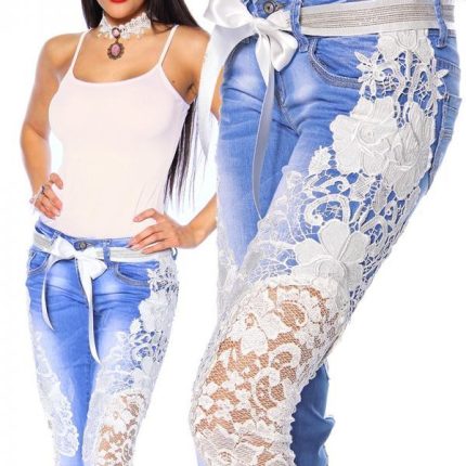 Capri-Jeans mit Spitze 38