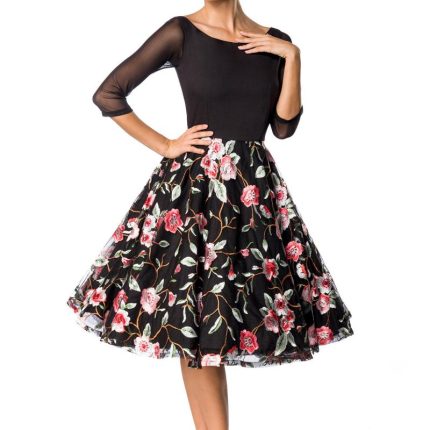 Premium besticktes Vintage-Swingkleid 3XL