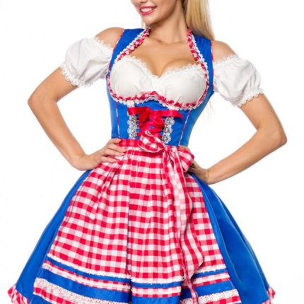 Unterbrustdirndl mit Karoschürze XL