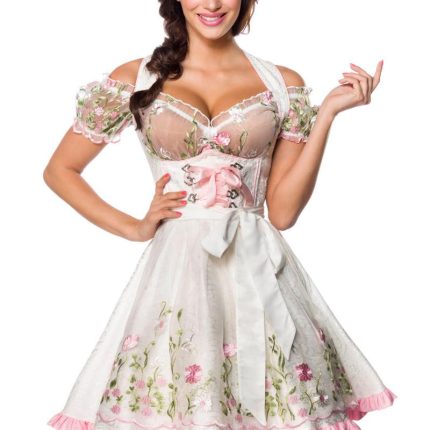 Mini-Brokat-Dirndl inkl Spitzenbluse XS