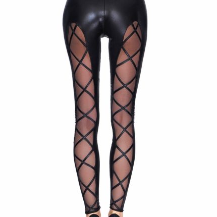 schwarze Wetlook Leggings Camiri L