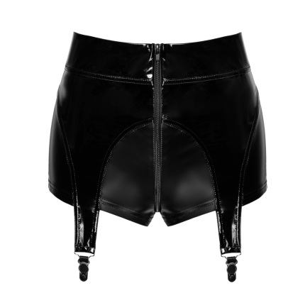 F325 Wetlook Shorts mit PVC Strumpfhaltern - L