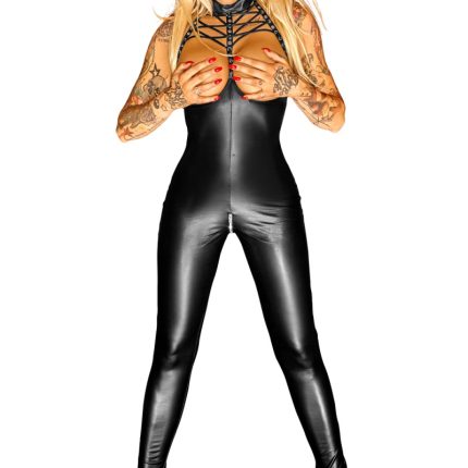 schwarzes Wetlook Catsuit F125 XL