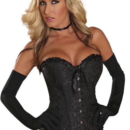 schwarze Brokat Corsage Sens de Femme XXL mit T-String von Provocative Dessous