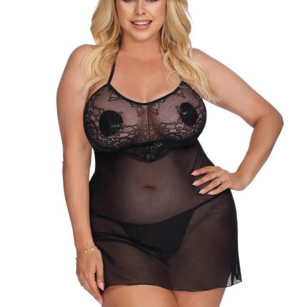 schwarzes Negligee AA053637 - 3XL/4XL