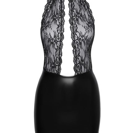 F279 Kurzes Powerwetlook Kleid - L - Größe L