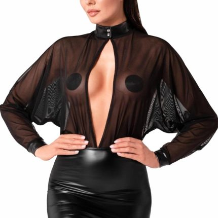 F348 Tüll-Minikleid mit Wetlook von Noir Handmade - Größe LL
