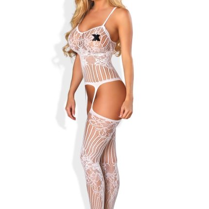 weißes Netz-Catsuit ouvert PR4460, Bodystocking von Provocative